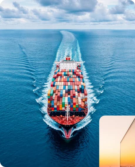 Container ship at sea